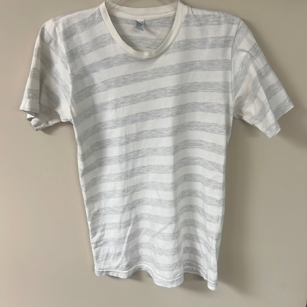 American apparel XS extra small 100% cotton white grey stripes tee shortsleeved